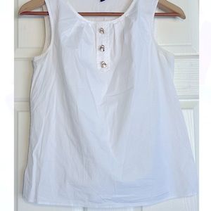SOLD- Talbots White Sleeveless Top With Bee Buttons Size 2P Petite